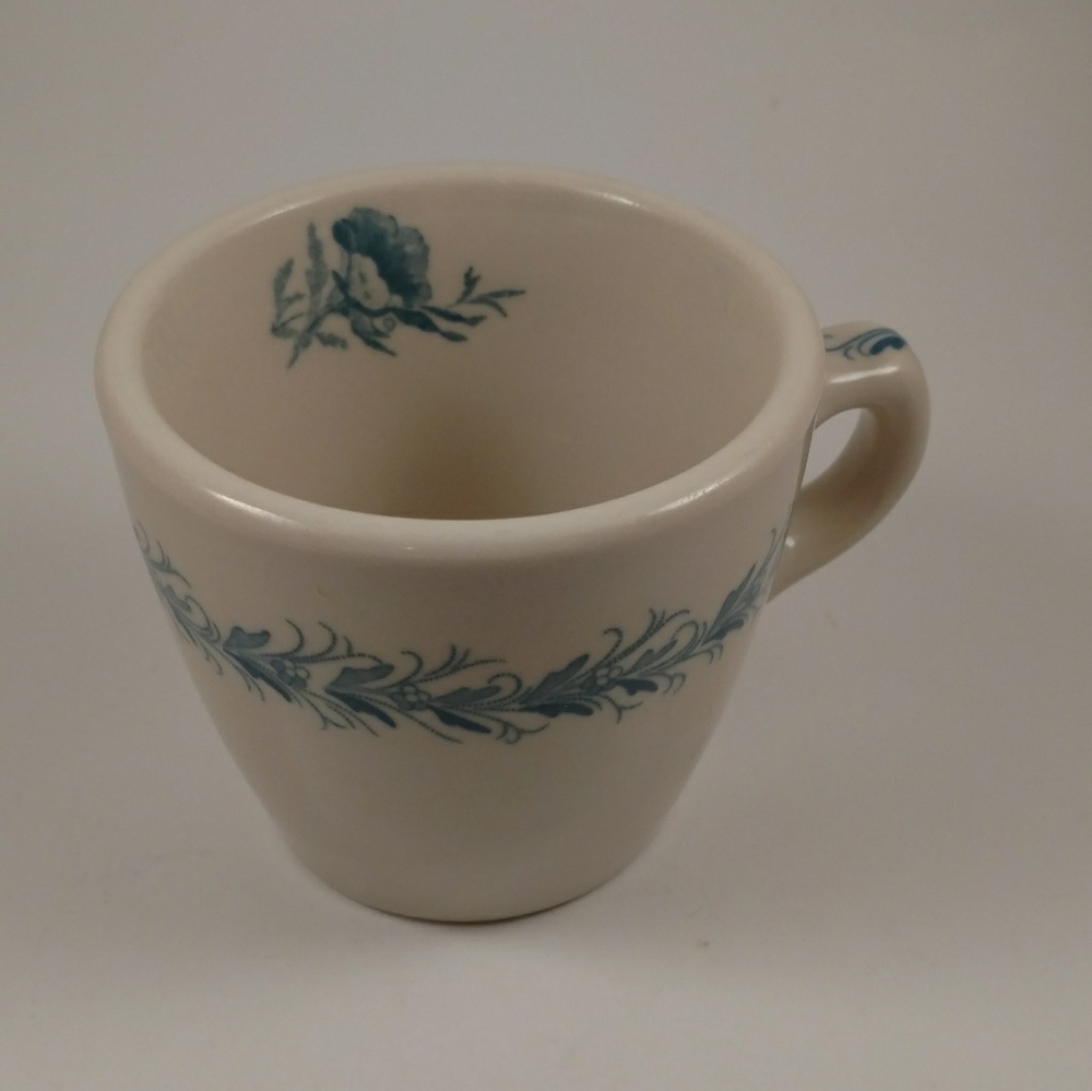 Vintage Blue and Cream Flowered Mug